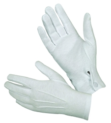 HATCH WHITE COTTON PARADE GLOVES W/ SNAP BACK, MEDIUM