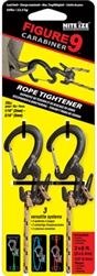 NITE IZE FIGURE 9 CARABINER W/ ROPE 2 PACK, SMALL, BLACK