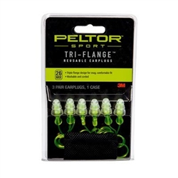 PELTOR REUSE TRI-FLANGE EARPLUGS 3PK