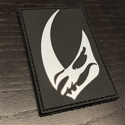 SPACE RHINO CUSTOM PVC PATCH, SLIVER ON BLACK, 2X3