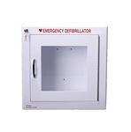 Alarmed AED Cabinet. AED cabinet with alarm can be wall mounted and holds most automated external defibrillators within cabinet to keep your AED safe and clean. We feature quality AED cabinets with and without alarms from Modern Metal. 180SM-1
