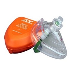 CPR Pocket Mask in Hard Case with Gloves - ADC ADSafe CPR Barrier Mask for use on adults and children. 4053