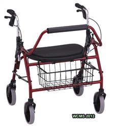 Nova Mighty Mack HD Rollator Walker, 4216RD 4216BL, Heavy Duty Lightweight Rollator Walker from Nova Ortho-Med. The Bariatric Mighty Mack Rollator Walker is rated for 600 pounds, has a seat, 4 wheels and brakes. The Mighty Mac is available in Red or Blue.