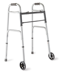 Medline Two-Button Folding Walker with 5" Wheels