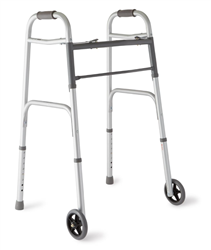 Medline Two-Button Folding Walker with 5" Wheels