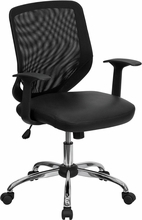 NEW Mid-Back Black Office Chair with Mesh Back and Italian Leather Seat