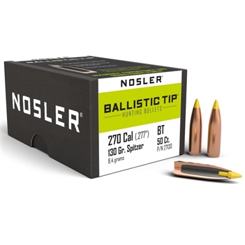 Nosler - 270 Cal (.277) Projectiles - 130 gr. - Ballistic Tip - 50CT - 27130