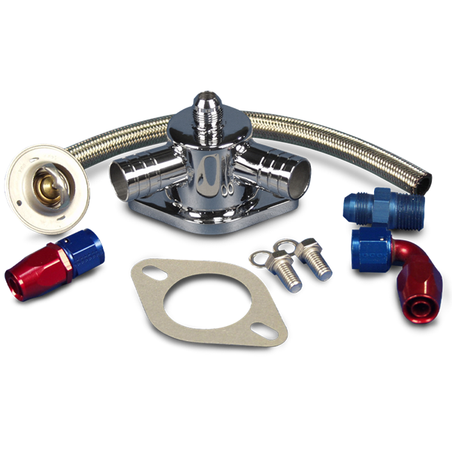 Thermostat Kit-Stainless Steel SB & BB Chevy 1" Slip Hose Fittings