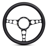 Steering Wheel Racer Billet Aluminum -Gloss Black Spokes /Black Grip