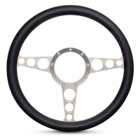 Steering Wheel Racer Billet Aluminum -Clear Anodized Spokes /Black Grip