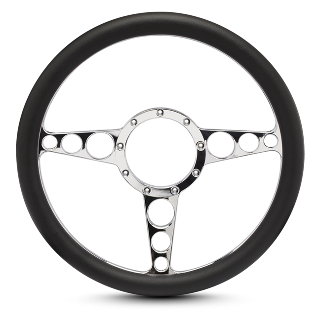 Steering Wheel Racer Billet Aluminum -Black Anodized Spokes /Black Grip