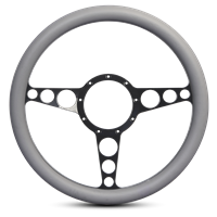 Steering Wheel Racer Billet Aluminum -Matte Black Spokes /Grey Grip