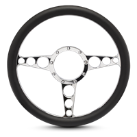 Steering Wheel Racer Billet Aluminum -Polished Spokes /Black Grip