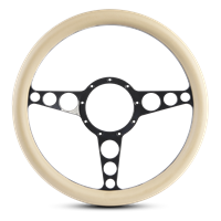 Steering Wheel Racer Billet Aluminum -Black Anodized Spokes /Tan Grip