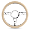 Steering Wheel Racer Billet Aluminum -Chrome Plated Spokes /Tan Grip