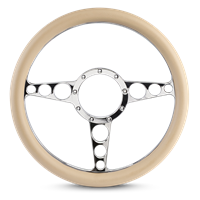 Steering Wheel Racer Billet Aluminum -Clear Protected Spokes /Tan Grip