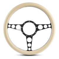 Steering Wheel Racer Billet Aluminum -Matte Black Spokes /Tan Grip