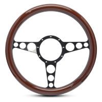 Steering Wheel Racer Billet Aluminum -Black Anodized Spokes /White Grip