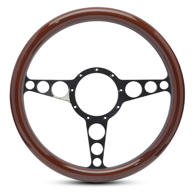 Steering Wheel Racer Billet Aluminum -Gloss Black Spokes /White Grip