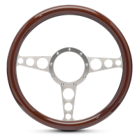 Steering Wheel Racer Billet Aluminum -Clear Anodized Spokes /White Grip