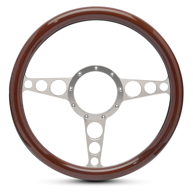 Steering Wheel Racer Billet Aluminum -Clear Anodized Spokes /White Grip