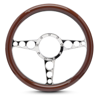 Steering Wheel Racer Billet Aluminum -Chrome Plated Spokes /White Grip