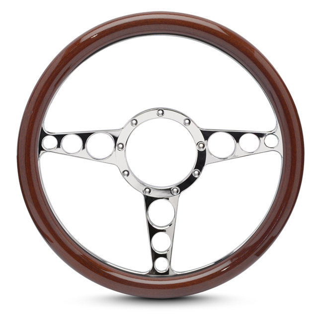 Steering Wheel Racer Billet Aluminum -Chrome Plated Spokes /White Grip