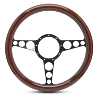 Steering Wheel Racer Billet Aluminum -Matte Black Spokes /White Grip