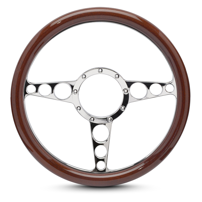 Steering Wheel Racer Billet Aluminum -Polished Spokes /White Grip
