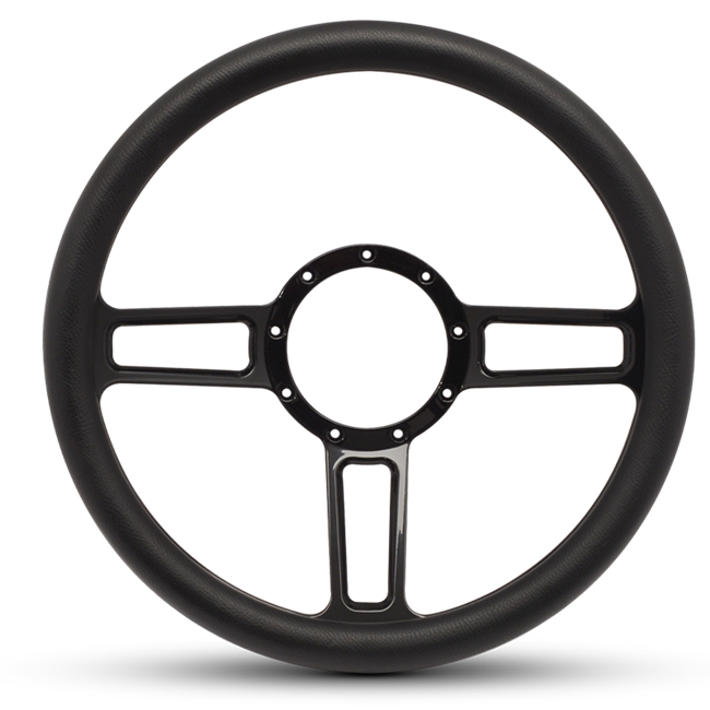 Steering Wheel Launch Billet Aluminum -Gloss Black Spokes /Black Grip