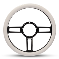 Steering Wheel Launch Billet Aluminum -Black Anodized Spokes /White Grip