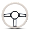 Steering Wheel Launch Billet Aluminum -Matte Black Spokes /White Grip