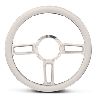 Steering Wheel Launch Billet Aluminum -Polished Spokes /White Grip