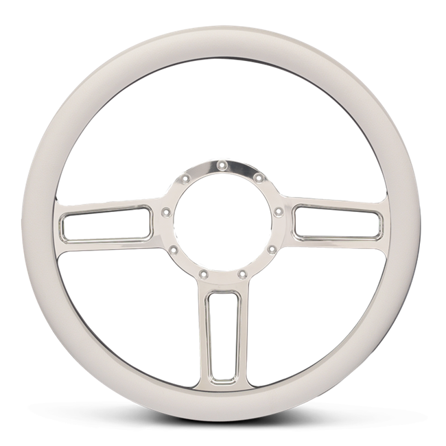 Steering Wheel Launch Billet Aluminum -Polished Spokes /White Grip