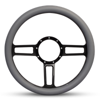 Steering Wheel Launch Billet Aluminum -Gloss Black Spokes /Grey Grip