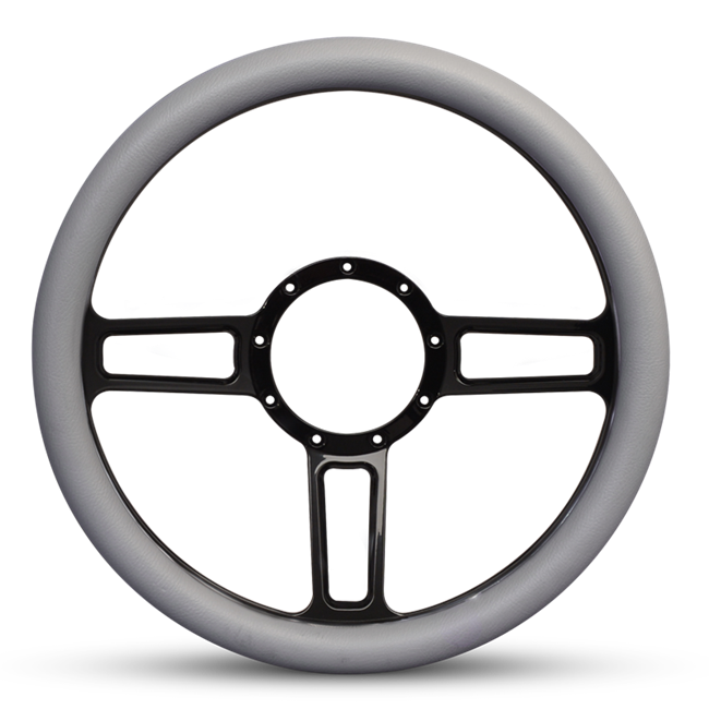 Steering Wheel Launch Billet Aluminum -Matte Black Spokes /Grey Grip