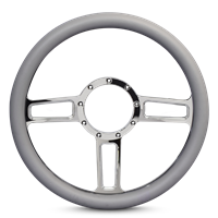 Steering Wheel Launch Billet Aluminum -Polished Spokes/Grey Grip