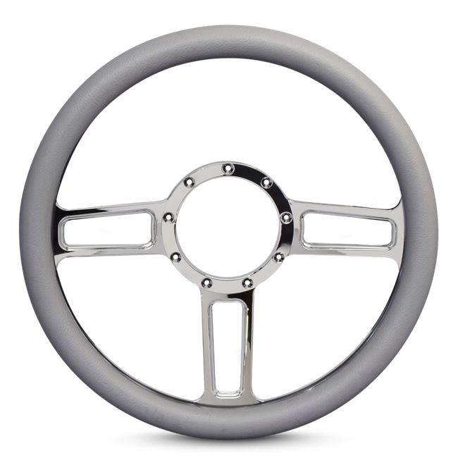 Steering Wheel Launch Billet Aluminum -Polished Spokes/Grey Grip