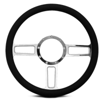 Steering Wheel Launch Billet Aluminum -Polished Spokes/Black Grip