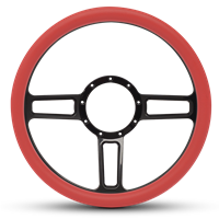 Steering Wheel Launch Billet Aluminum -Gloss Black Spokes /Red Grip