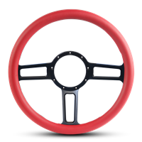 Steering Wheel Launch Billet Aluminum -Matte Black Spokes /Red Grip