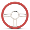 Steering Wheel Launch Billet Aluminum -Bright Polished Spokes /Red Grip