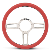 Steering Wheel Launch Billet Aluminum -Bright Polished Spokes /Red Grip