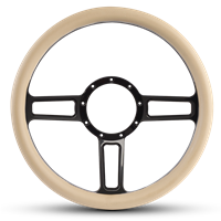 Steering Wheel Launch Billet Aluminum -Gloss Black Spokes /Tan Grip