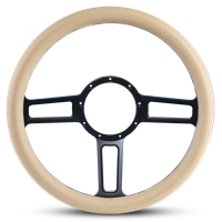 Steering Wheel Launch Billet Aluminum -Matte Black Spokes /Tan Grip