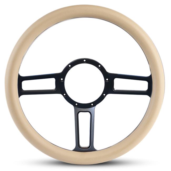Steering Wheel Launch Billet Aluminum -Matte Black Spokes /Tan Grip