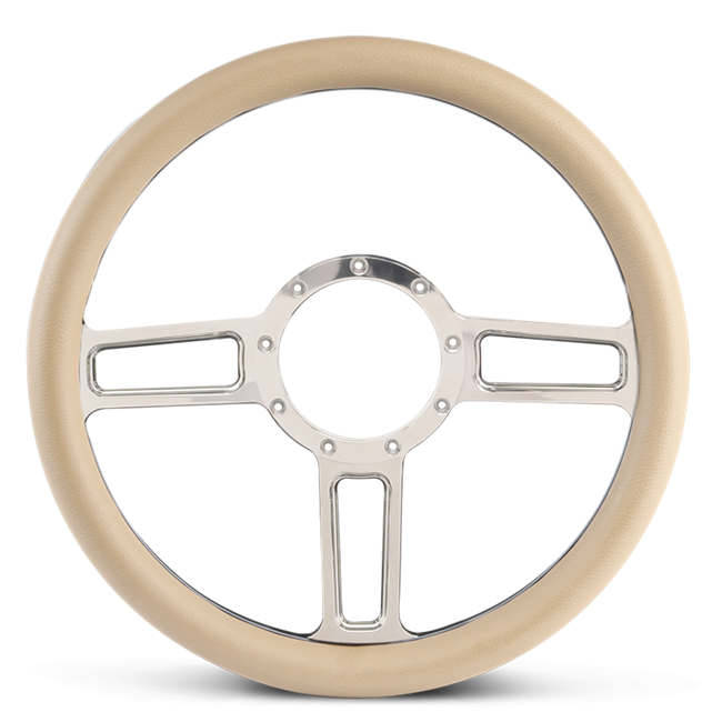 Steering Wheel Launch Billet Aluminum -Polished Spokes /Tan Grip