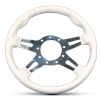 GRANT 9 BOLT STEERING WHEEL WHITE COVER/POLISHED SLOTTED SPOKES