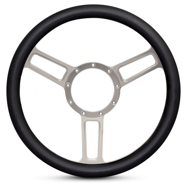 Steering Wheel Launch Symmetrical Billet Aluminum -Clear Anodized Spokes /Black Grip