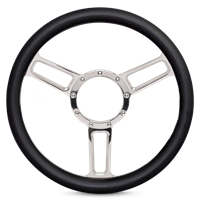 Steering Wheel Launch Symmetrical Billet Aluminum -Black Anodized Spokes /Black Grip